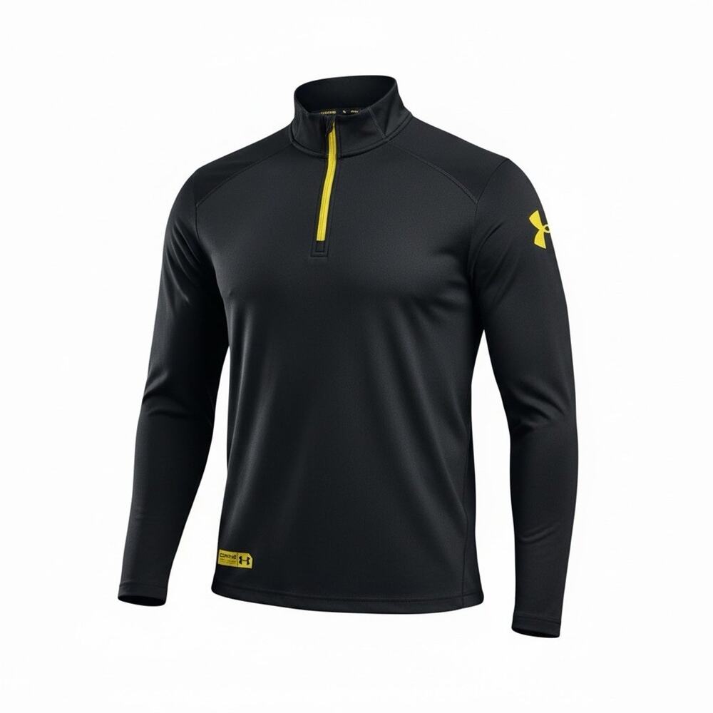Men's Under Armor 1/4 Zip Black Athletic Sweater Preowned Size Medium